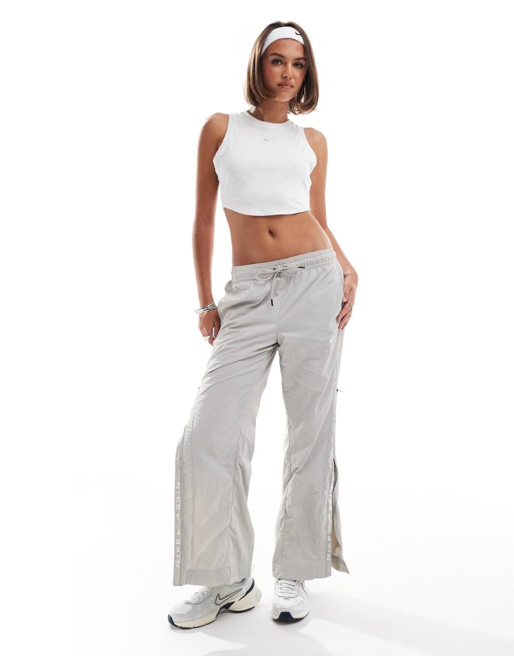 Nike Chill Essential ribbed cropped tank top in white Product Image