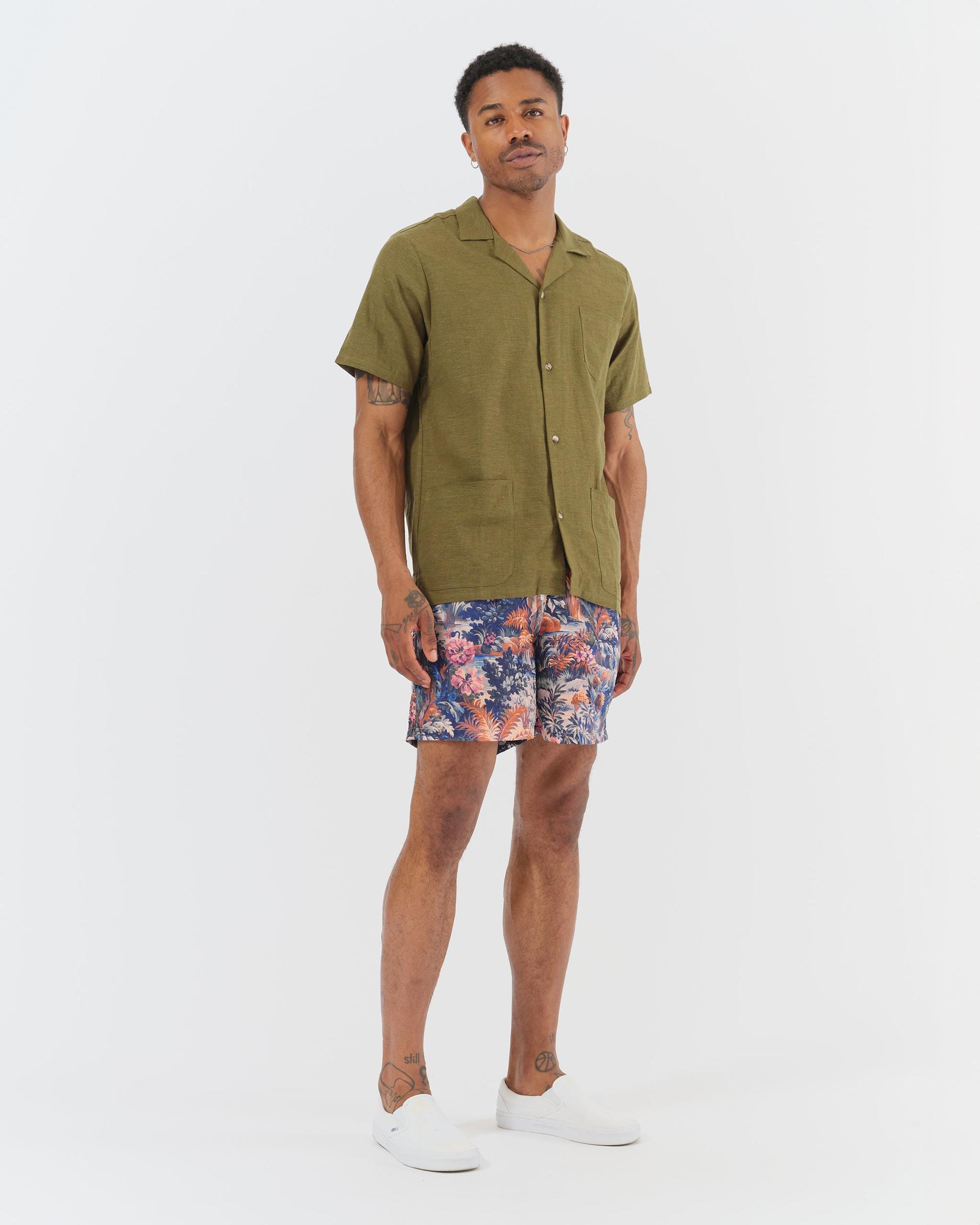 Olive Linen Traveler Shirt Product Image