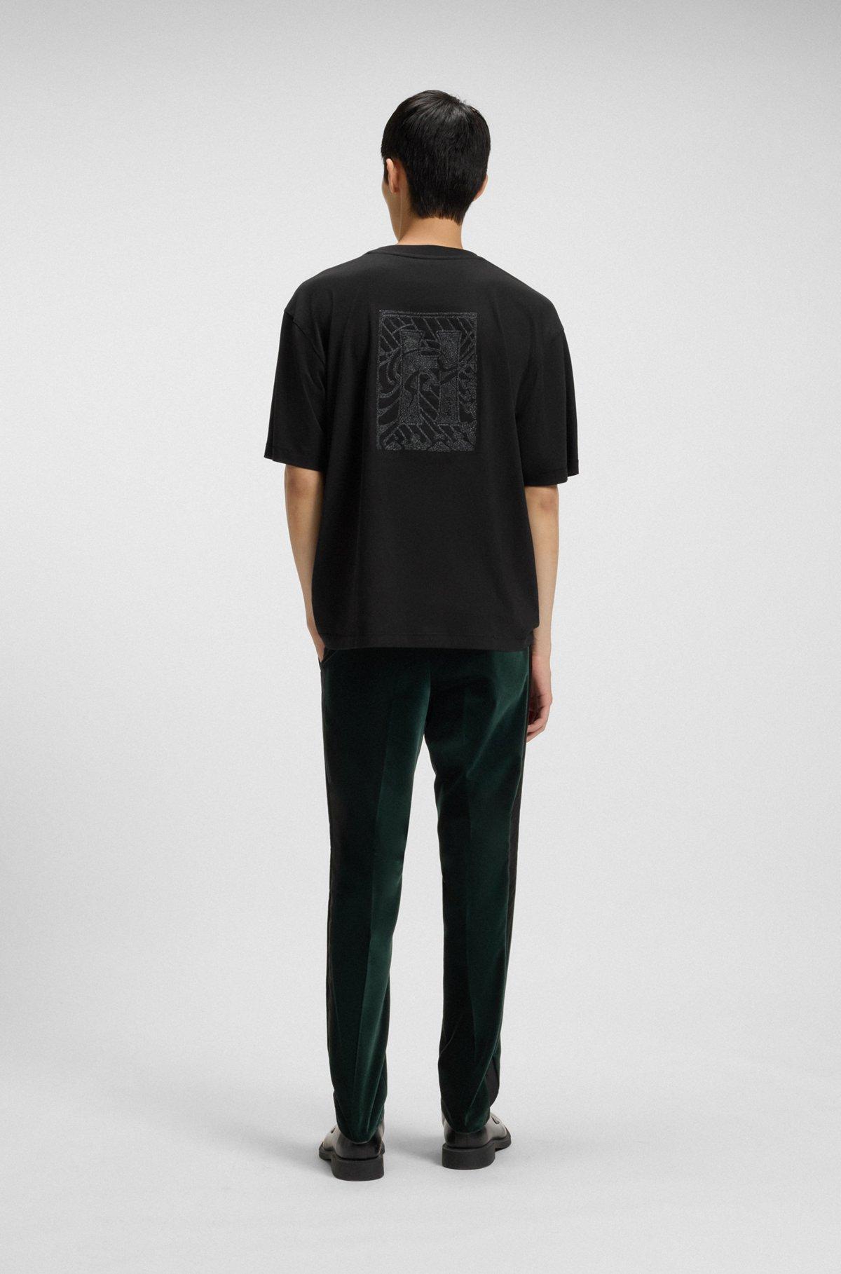 Cotton jersey T-shirt with curved embroidered logo Product Image