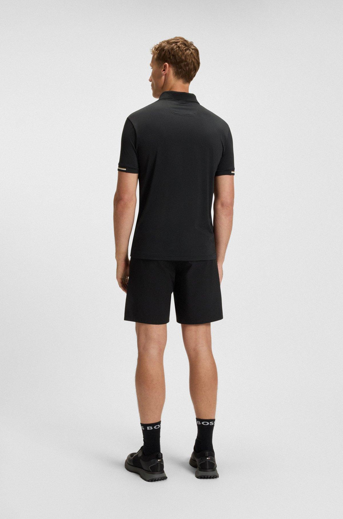 Stretch-mesh polo shirt with modern placket Product Image