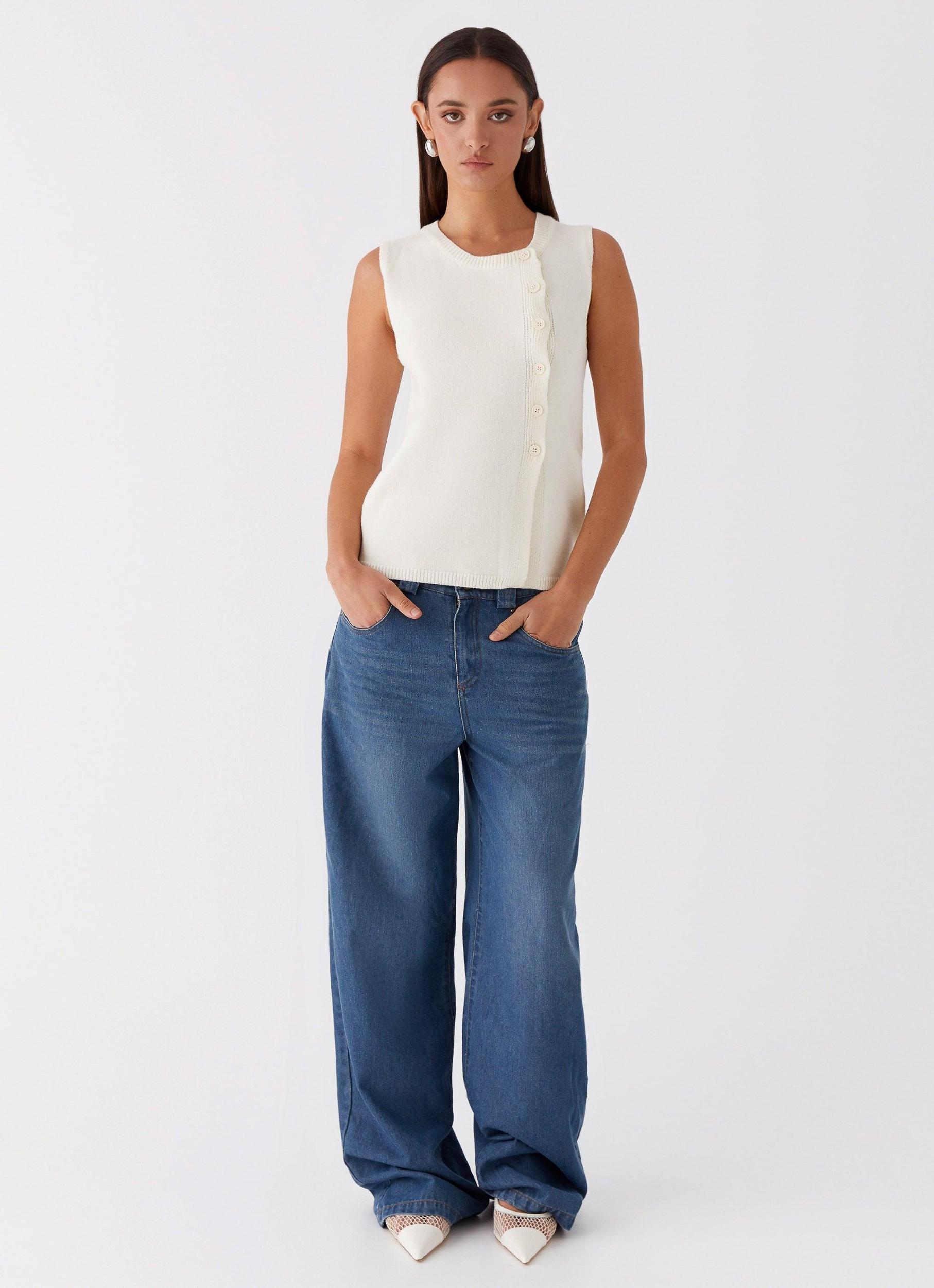 Carey Vest Top - White Product Image