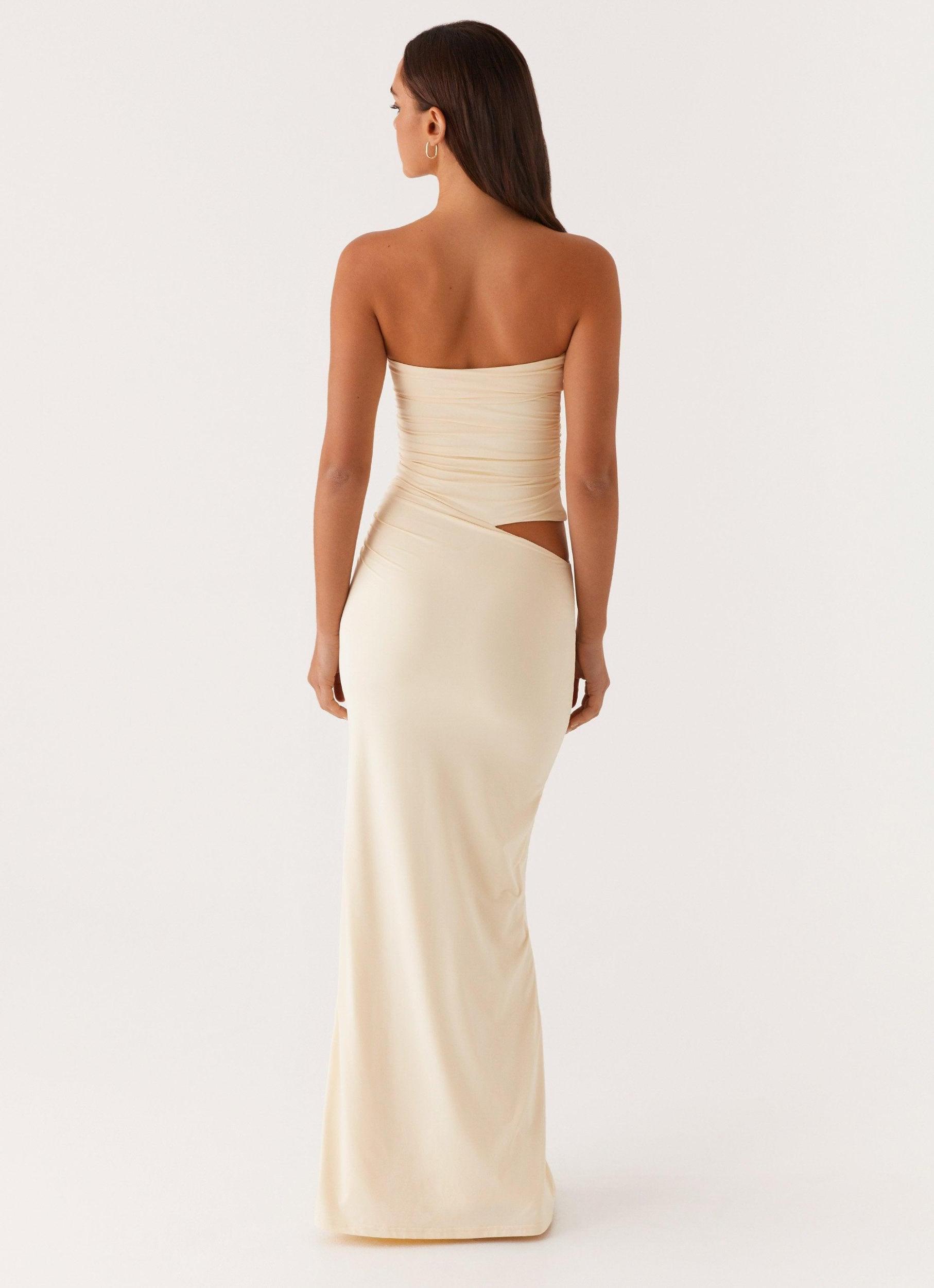 Romee Strapless Maxi Dress - Pastel Yellow Product Image