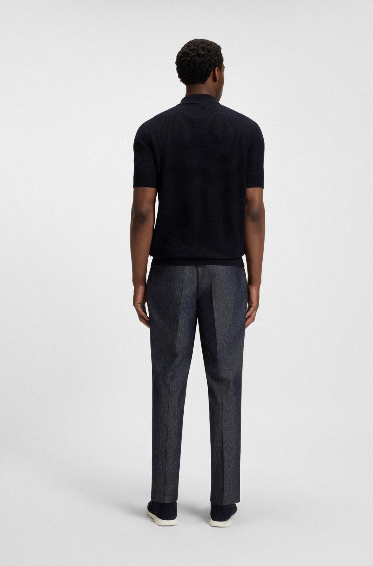 BOSS - Regular-fit knit polo blended with cotton - Dark Blue Product Image