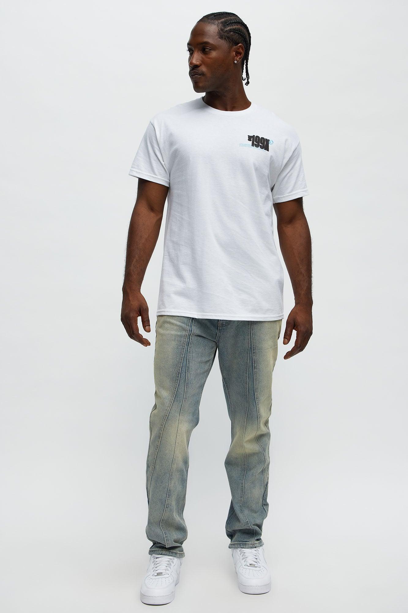 Up And Down Panel Slim Jeans - Vintage Blue Wash Product Image