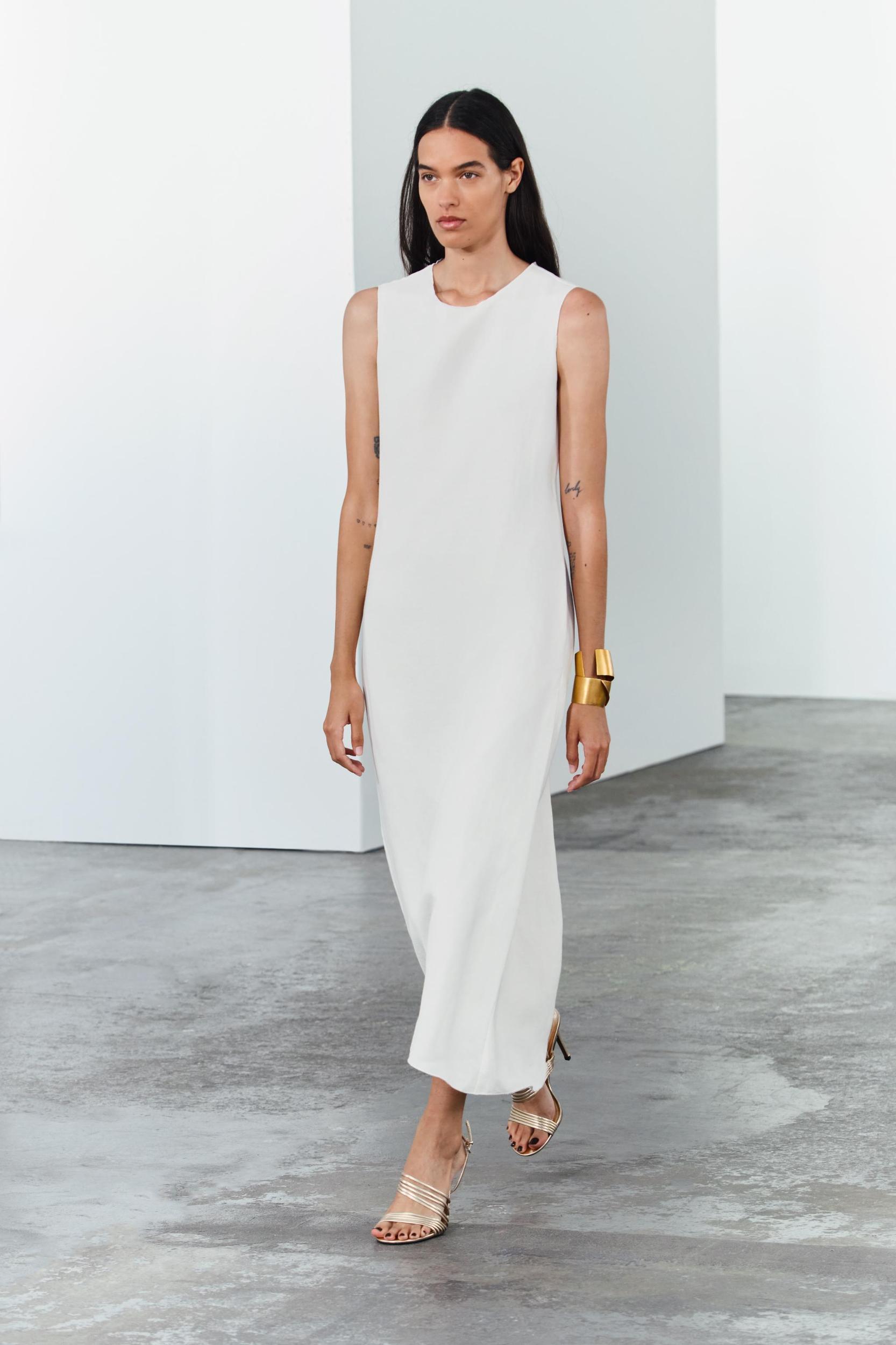 LINEN BLEND MIDI DRESS ZW COLLECTION Product Image