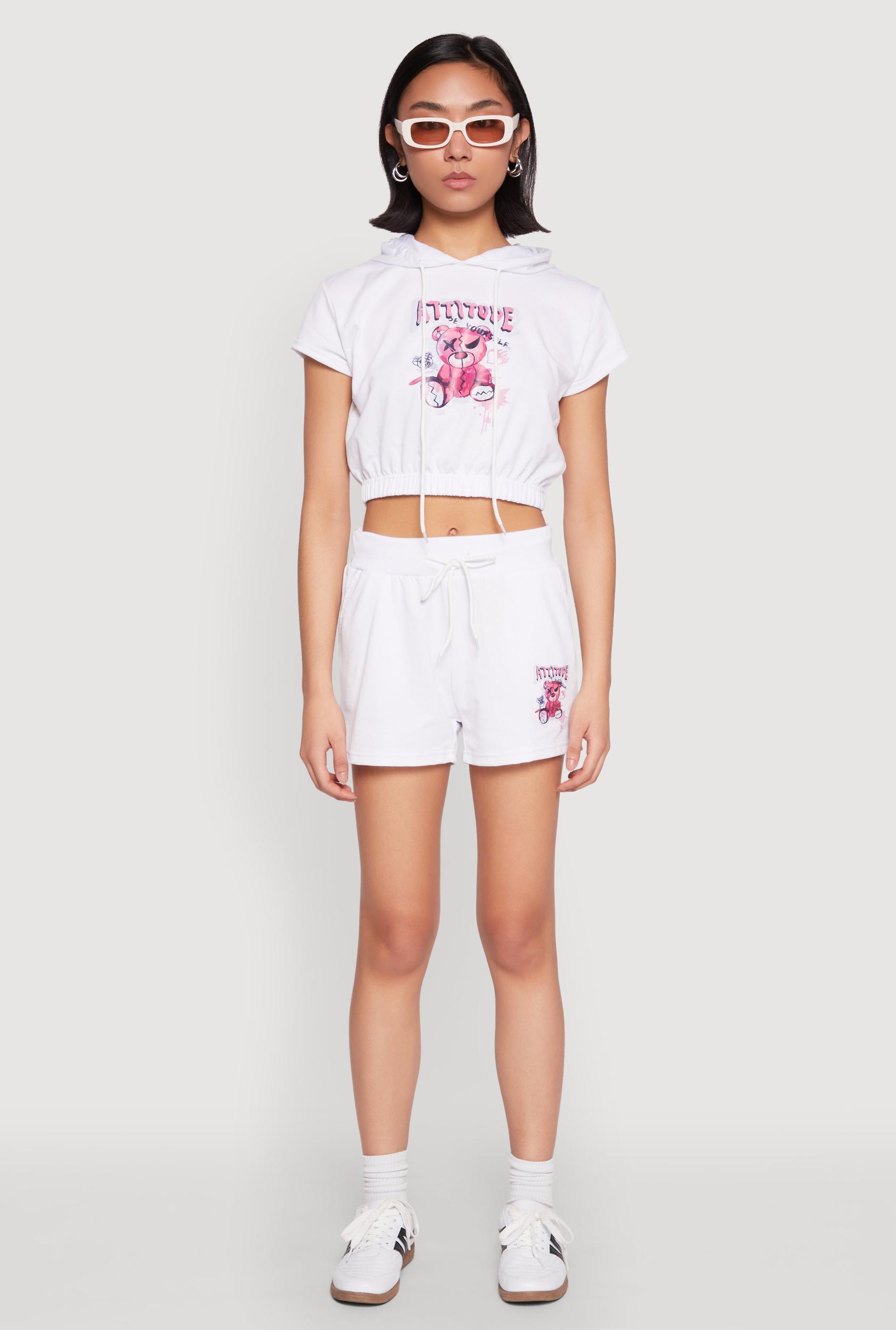Womens French Terry Bear Graphic Shorts Product Image