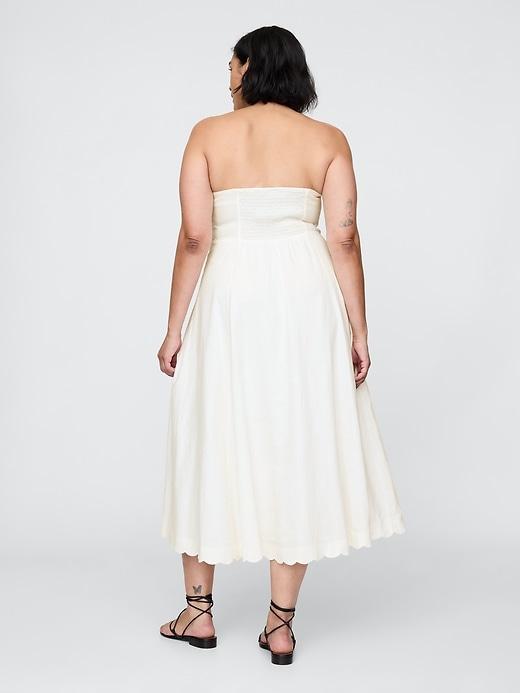 Linen-Blend Scalloped Midi Dress Product Image