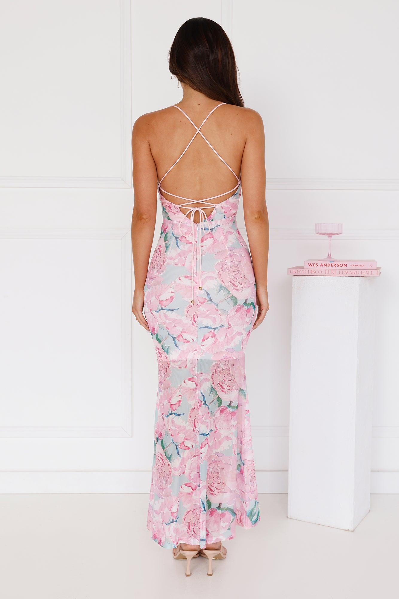 Time With You Mesh Maxi Dress Pink Product Image