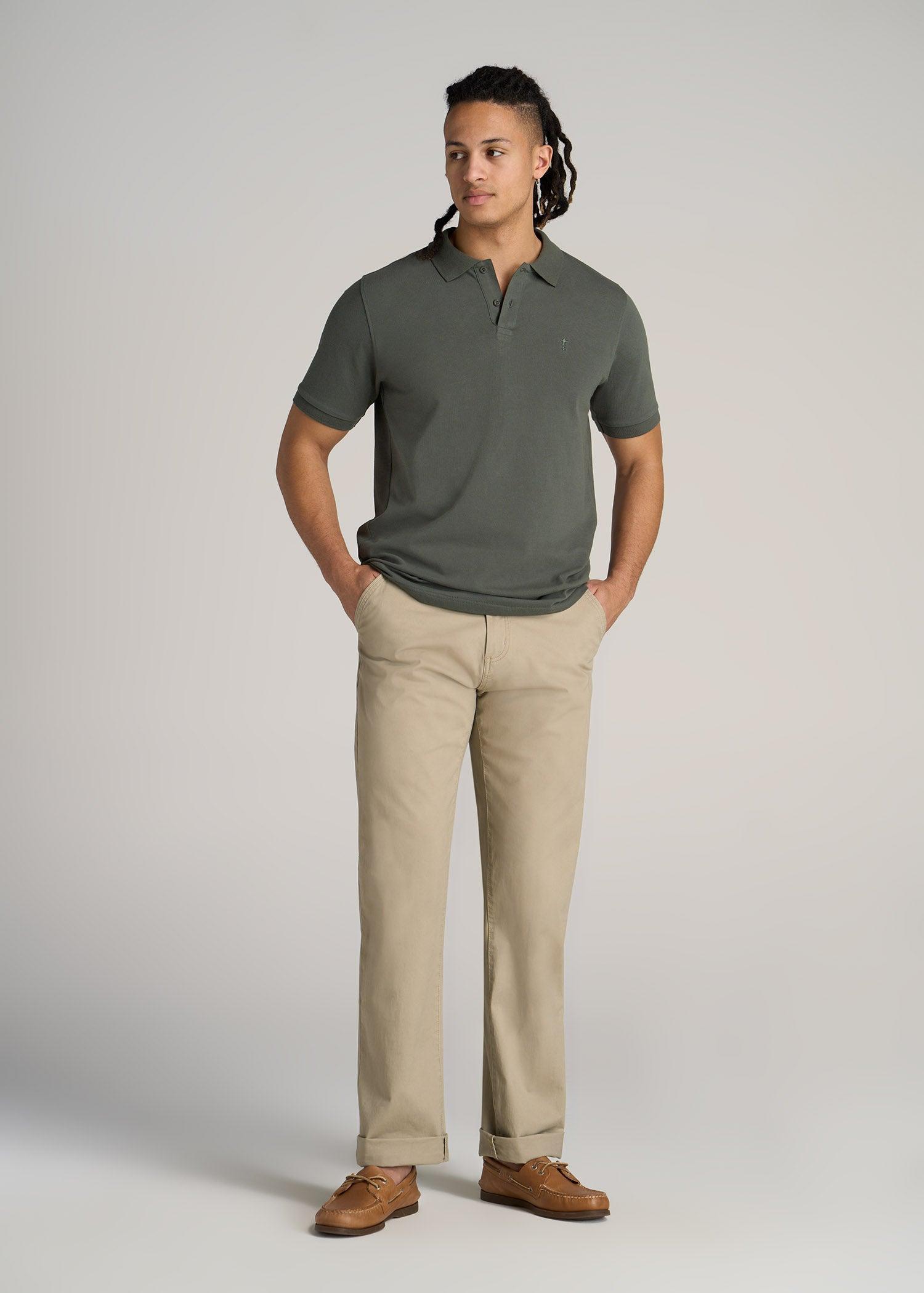 Men's Tall Classic Polo with Embroidered Logo in Cherry Brown Product Image