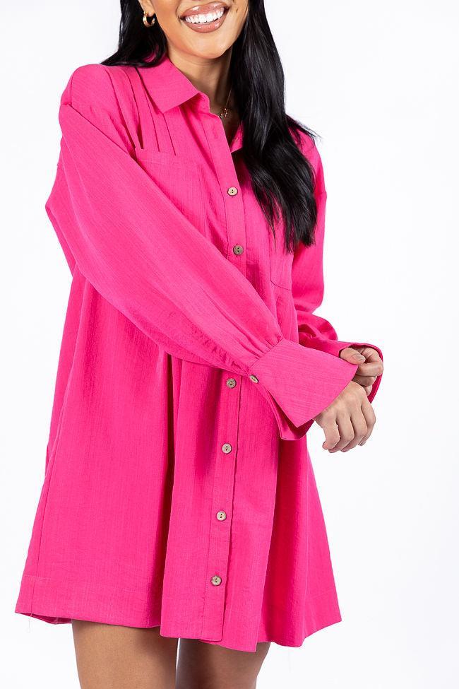 Write This Down Pink Button Up Shirt Dress FINAL SALE Product Image