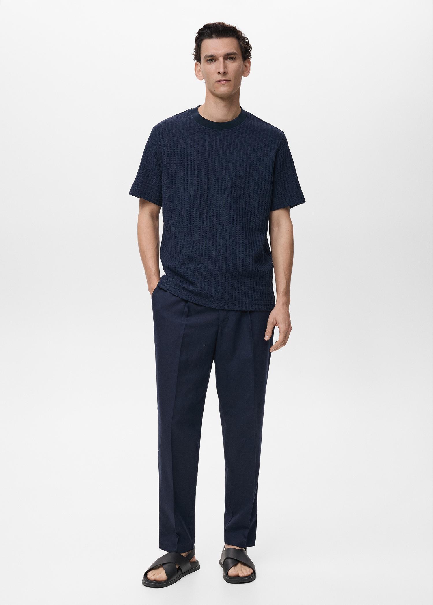 Ribbed  knit t-shirt - Men | MANGO USA Product Image