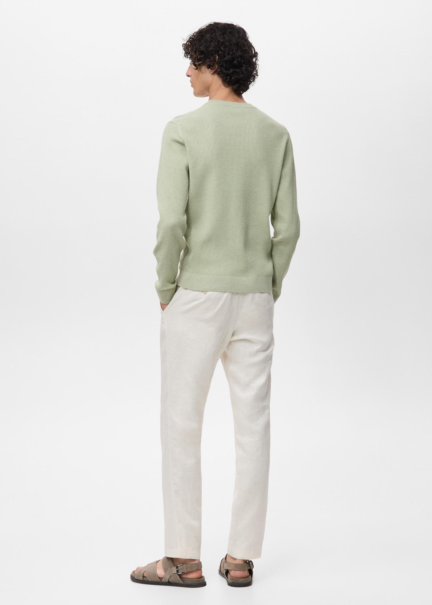 Fine rib-knit cotton sweater - Men | MANGO USA Product Image