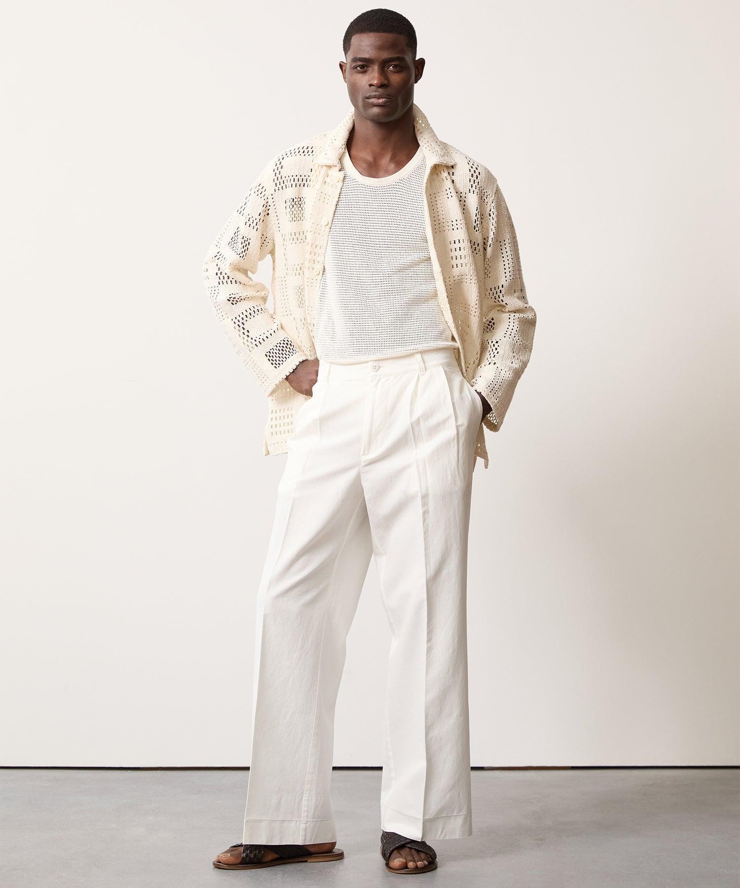 Italian Cotton Linen Gaucho Pant in White Product Image
