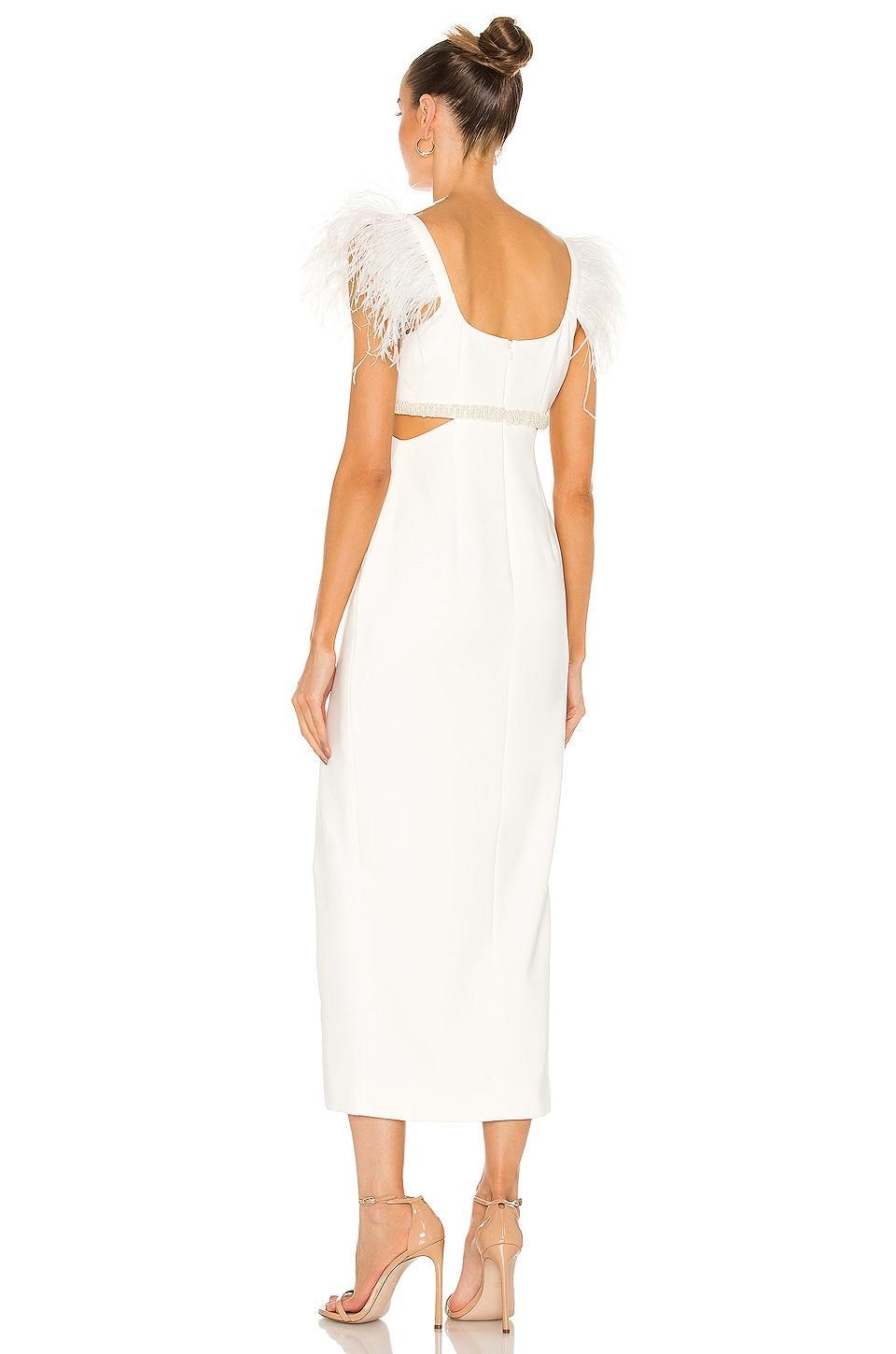 Womens Taliah Feather-Embellished Cut-Out Midi-Dress Product Image