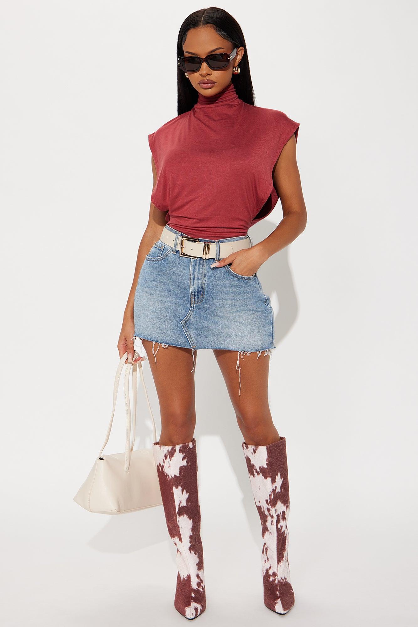 Audra Double Lined Turtle Neck Bodysuit - Rust Product Image
