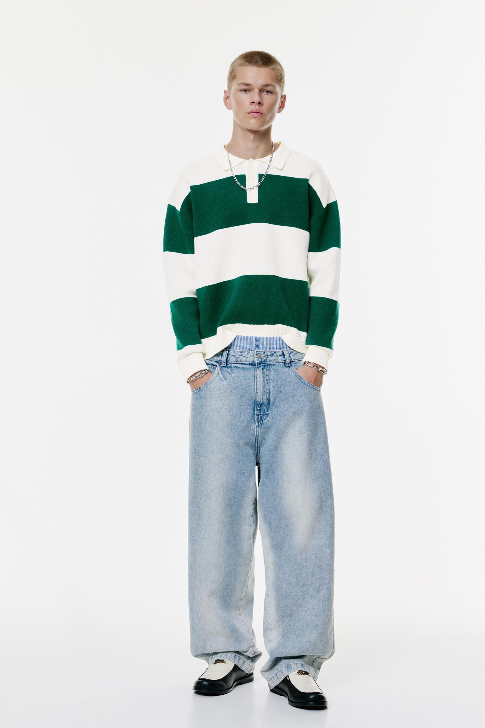 Long sleeve striped polo shirt Product Image
