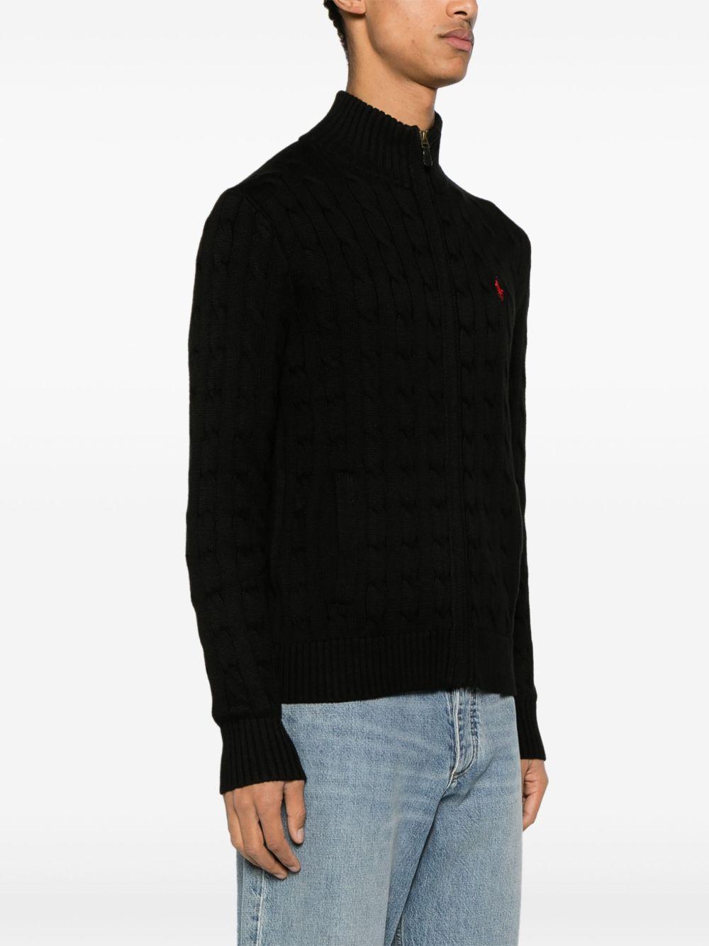 cable-knit cotton zip-up cardigan Product Image