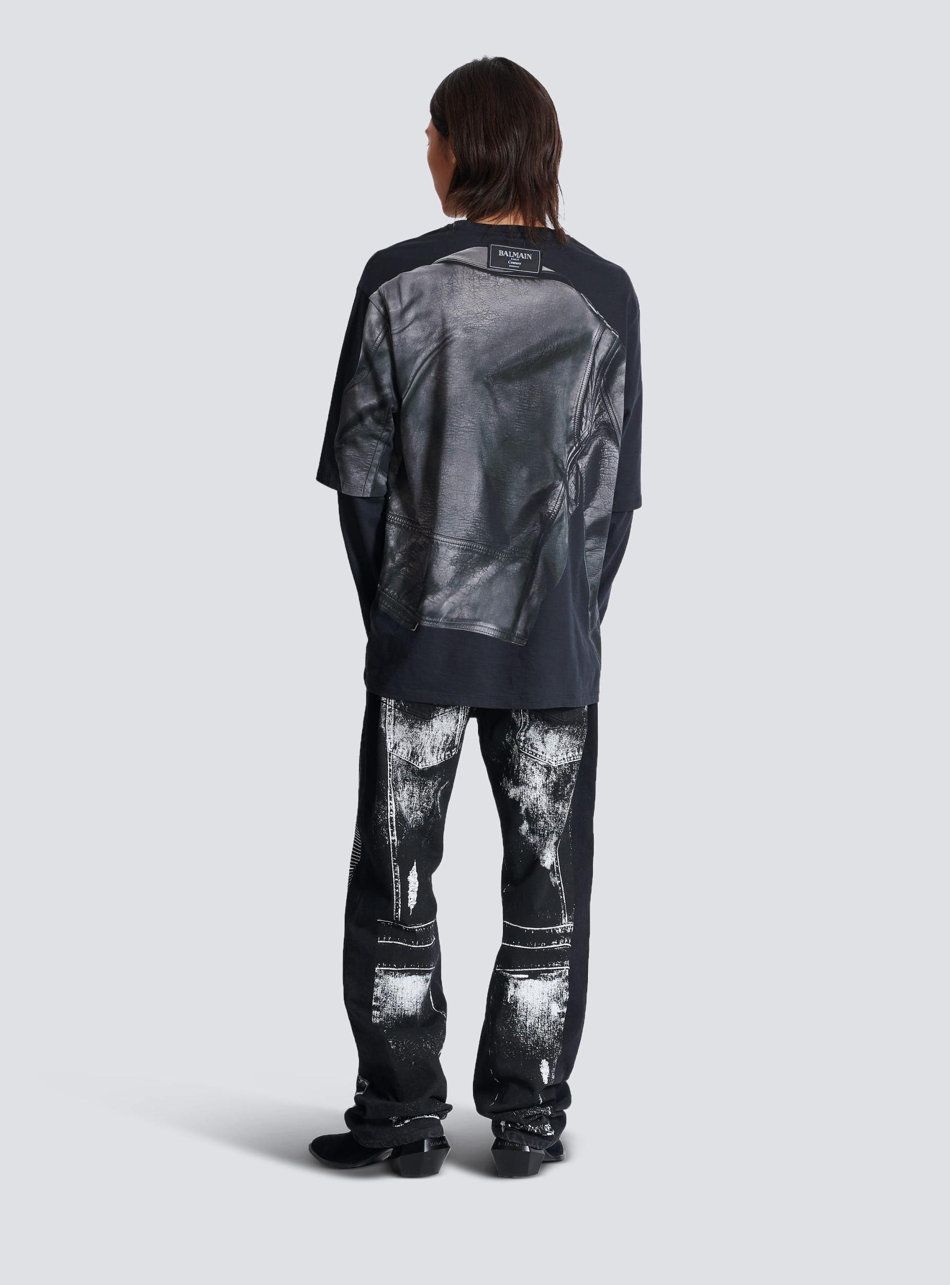 Long-sleeved T-shirt with biker jacket print Product Image