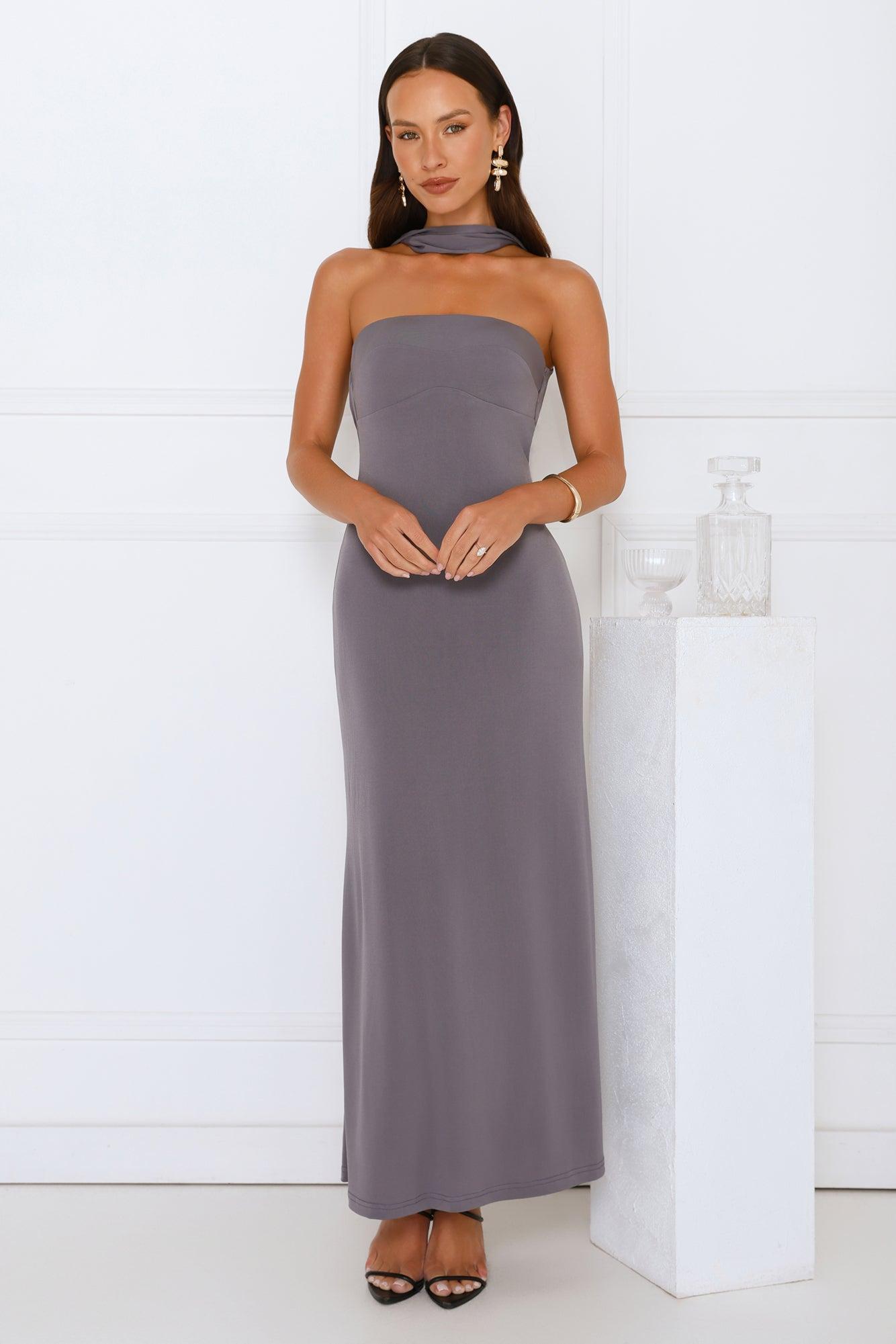 Starlight Serenade Maxi Dress Grey Product Image