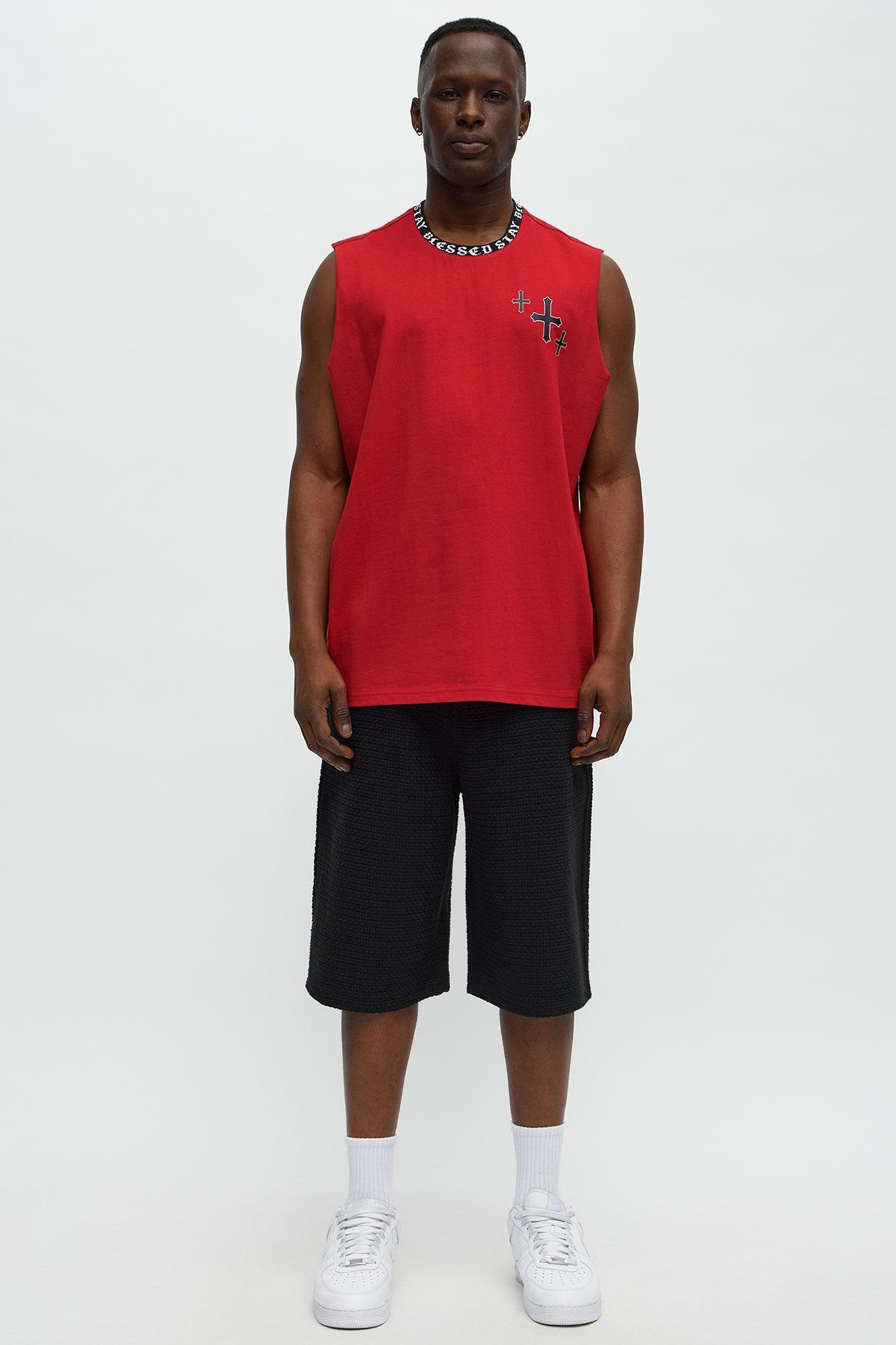 Muscle Stay Blessed Tank - Red Product Image