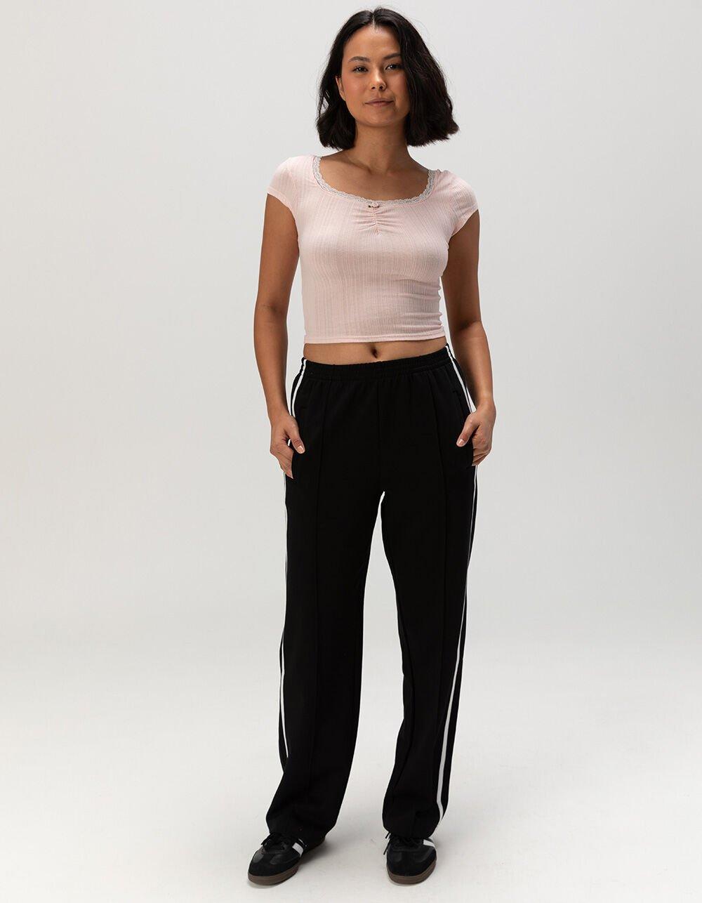 RSQ Womens Low Rise Baggy Track Pants - RED Product Image