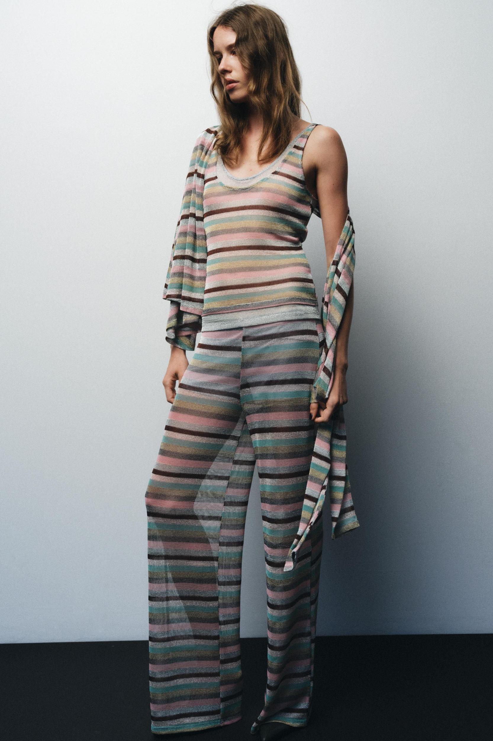 METALLIC THREAD STRIPED TOP Product Image