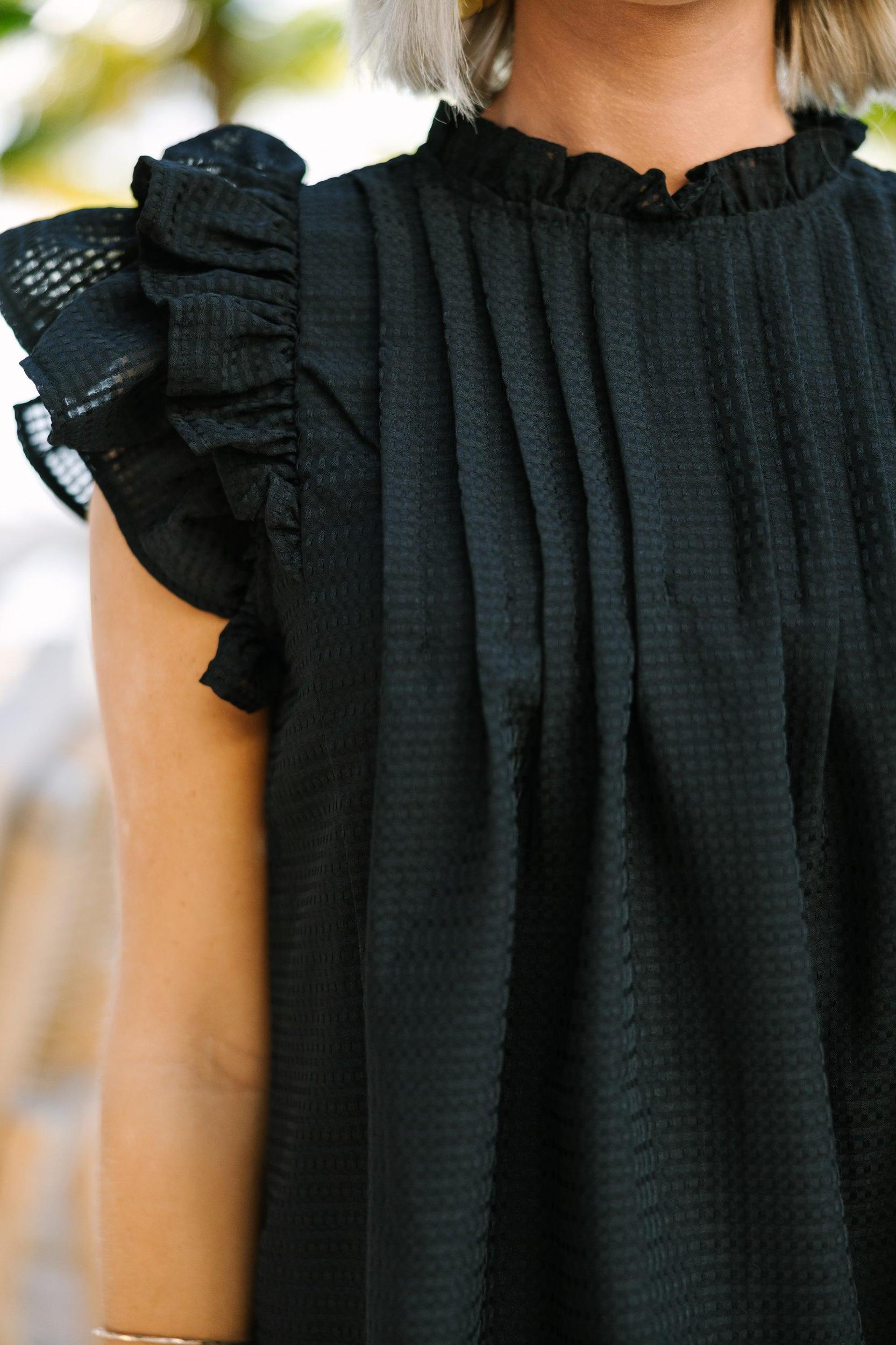 Getting Closer Black Ruffled Blouse Female Product Image
