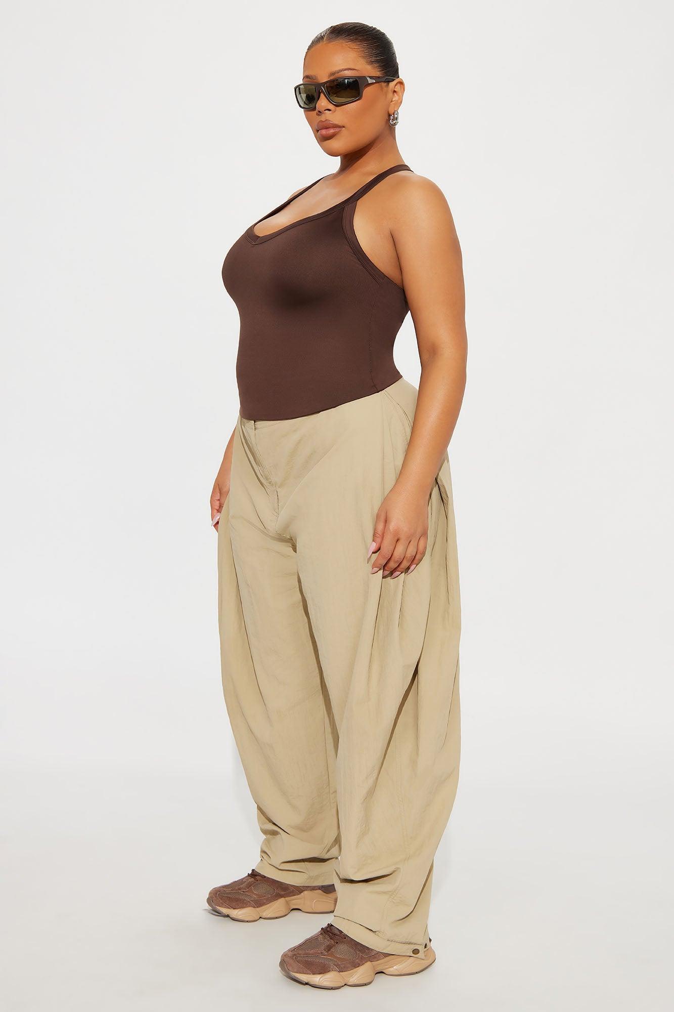 Contour Double Lined V-Neck Tank Top - Chocolate Product Image