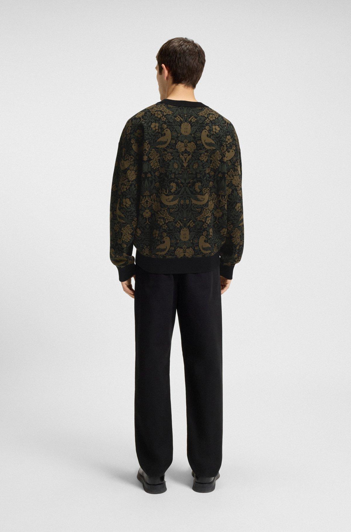 HUGO - Relaxed-fit sweater with tapestry jacquard - Black Product Image
