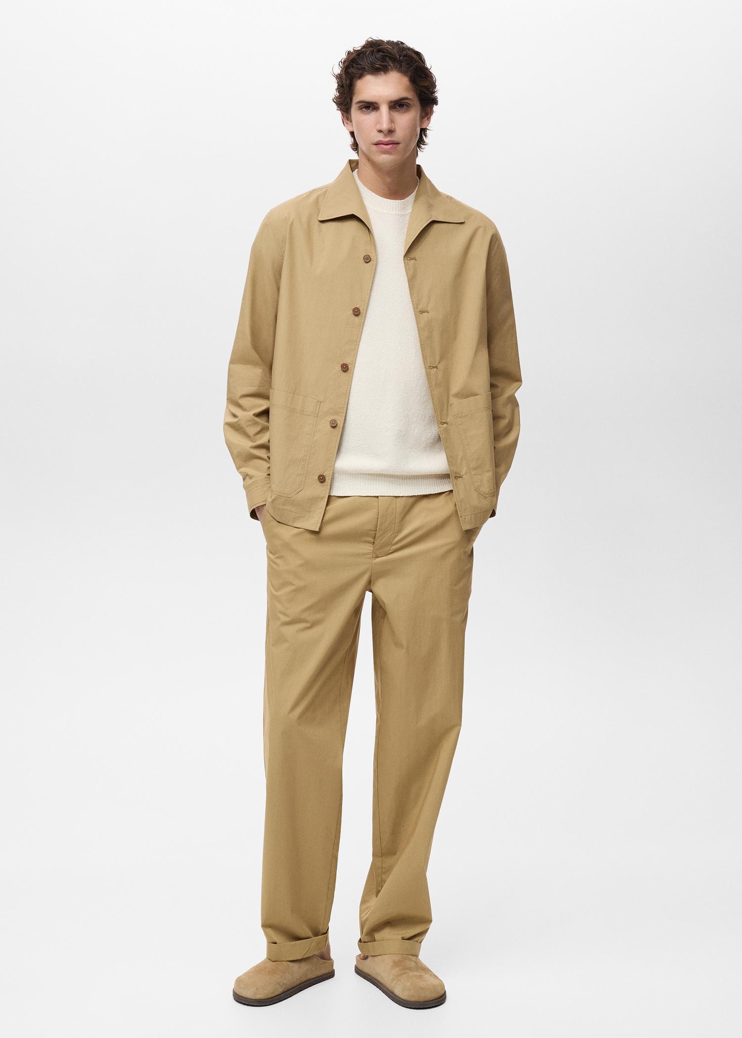 Cotton overshirt with pocket - Men | MANGO USA Product Image