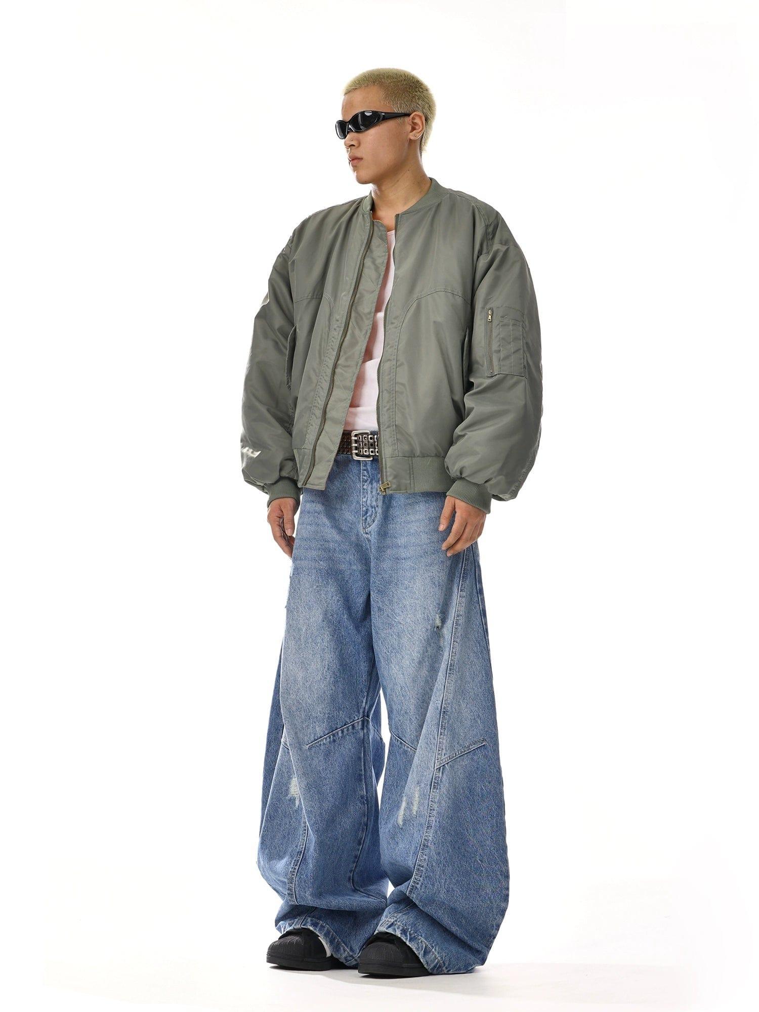 RT No. 12061 BLUE SCIMITAR BAGGY STRAIGHT DENIM JEANS Product Image