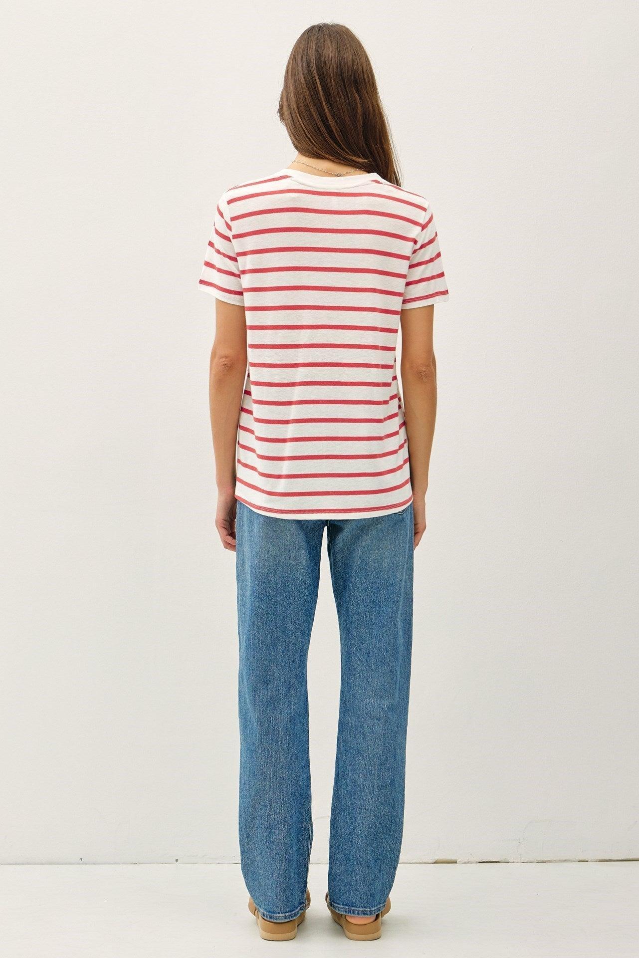 UB ESSENTIALS: EASY STRIPES COTTON-LINEN TEE Product Image