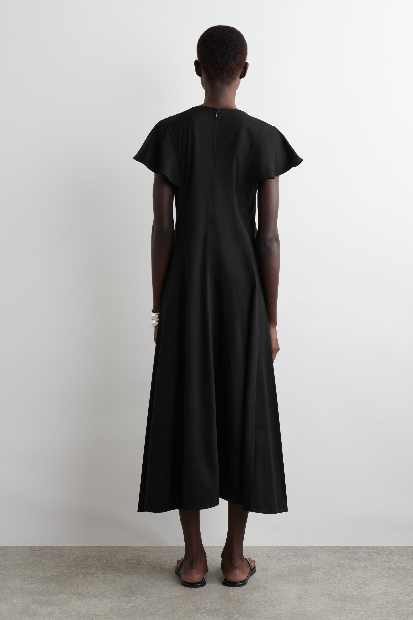 PETAL-SLEEVE COTTON MIDI DRESS Product Image