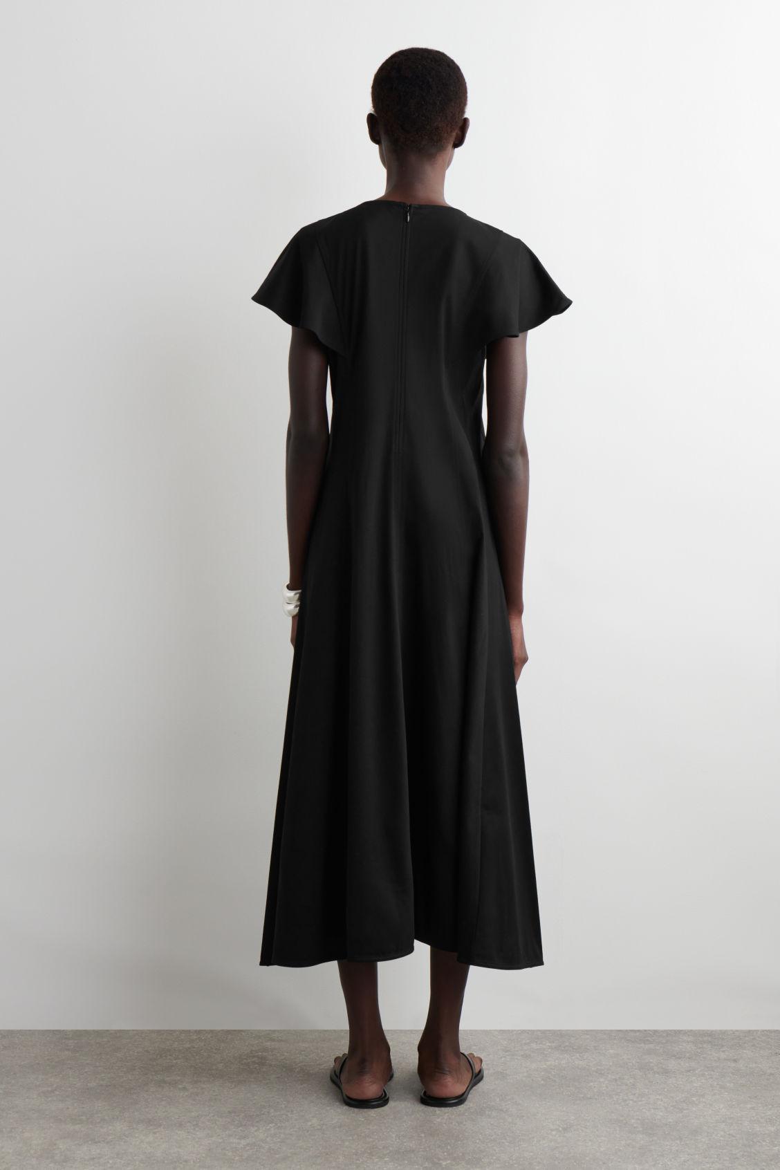 PETAL-SLEEVE COTTON MIDI DRESS Product Image