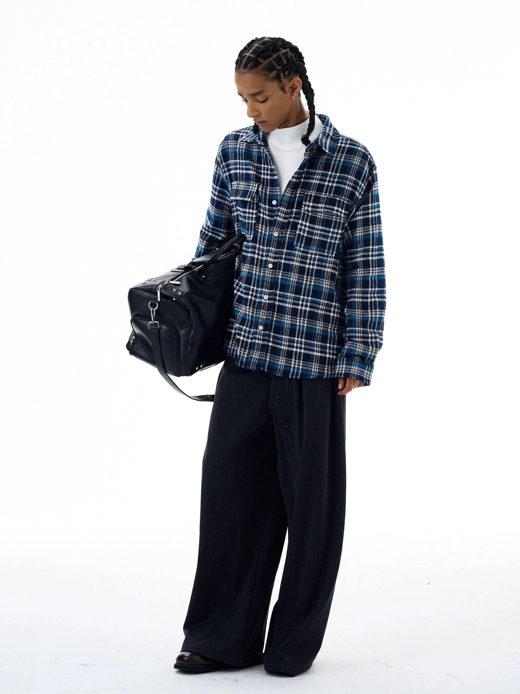 RT No. 19559 KNIT BLUE PLAID SHIRT JK Product Image