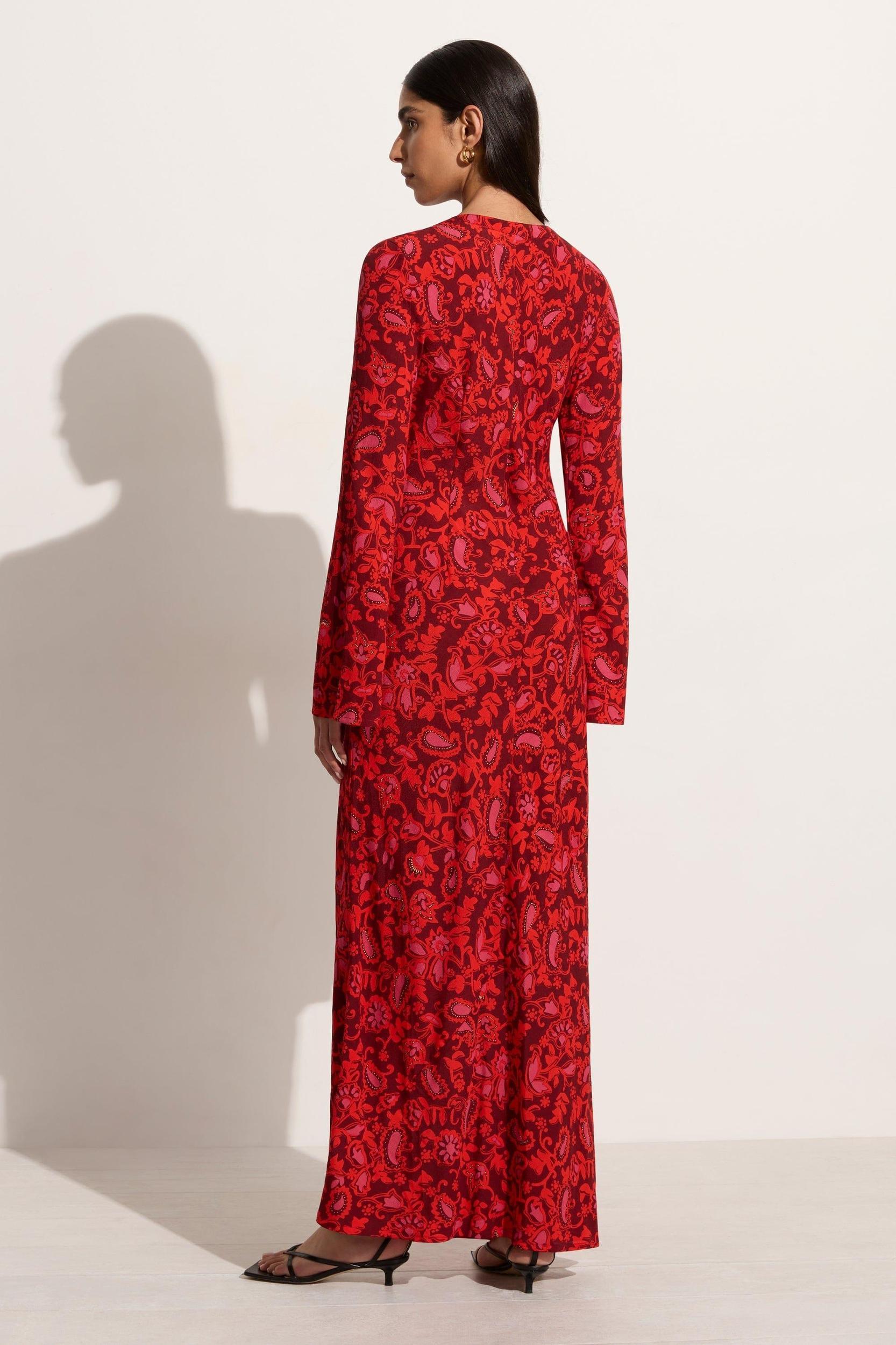 Santino Maxi Dress Selcetta Paisley Red - Final Sale Product Image