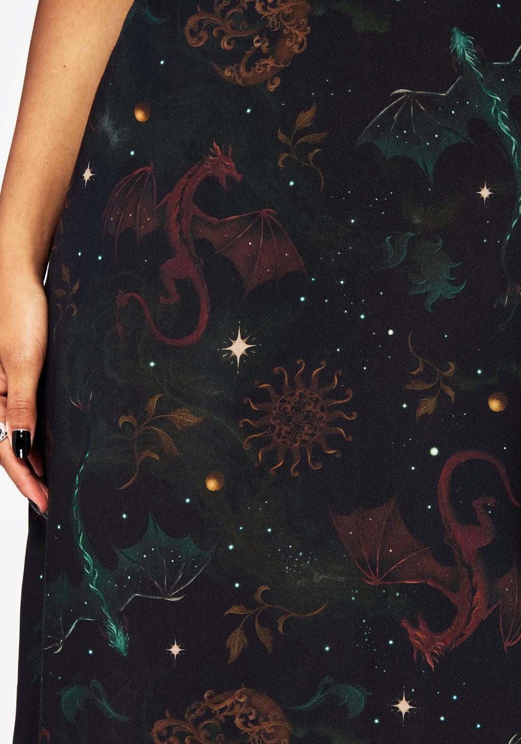 Phoenix Dragon Printed Cami Midi Dress Product Image