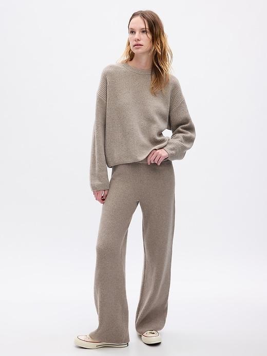 CashSoft Shaker-Stitch Sweater Pants Product Image