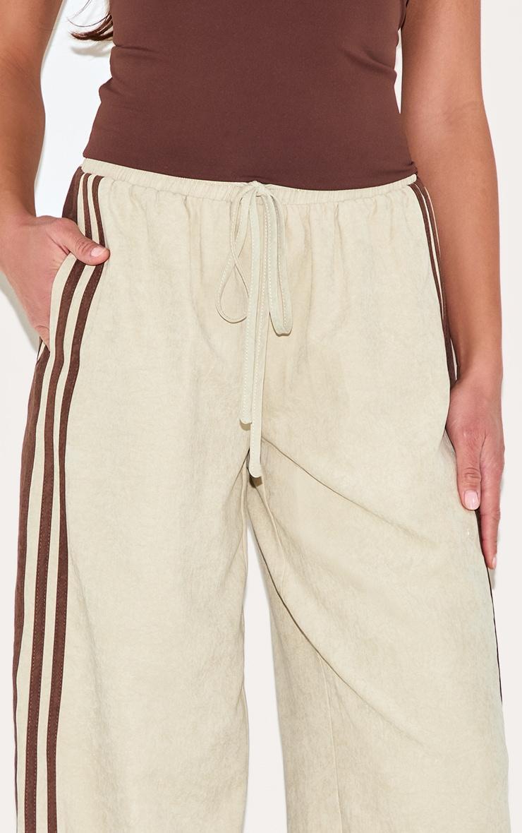Sage Peach Skin Contrast Stripe Wide Leg Pants Product Image