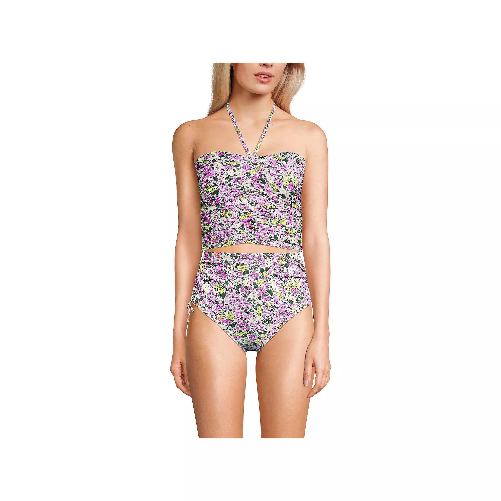 Women's Lands' End Ruched Halter Tankini Top, Size: 10, White Ditsy Floral Product Image