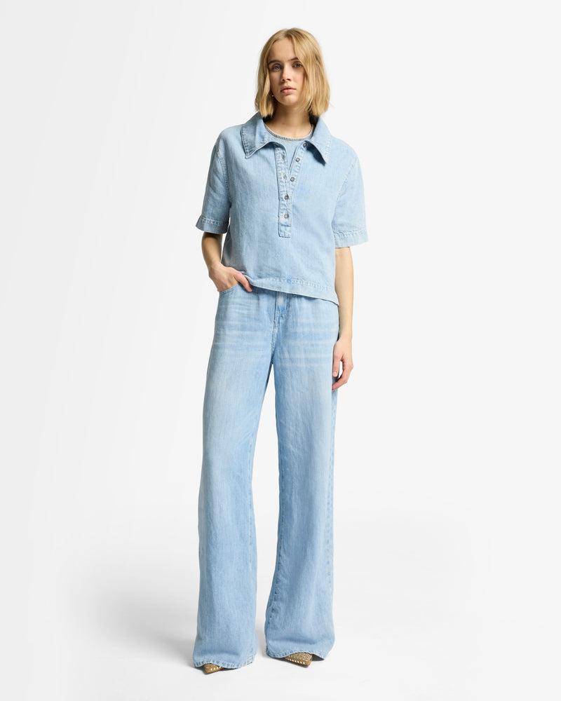 Indigo Linen Belted Wide Leg Product Image