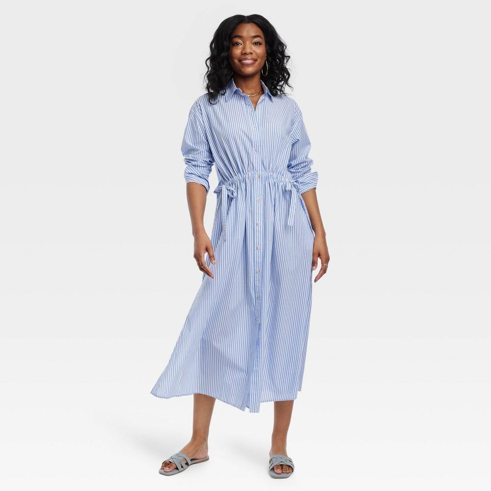 Women's Long Sleeve Cinch Waist Maxi Shirtdress - Universal Thread™ Product Image