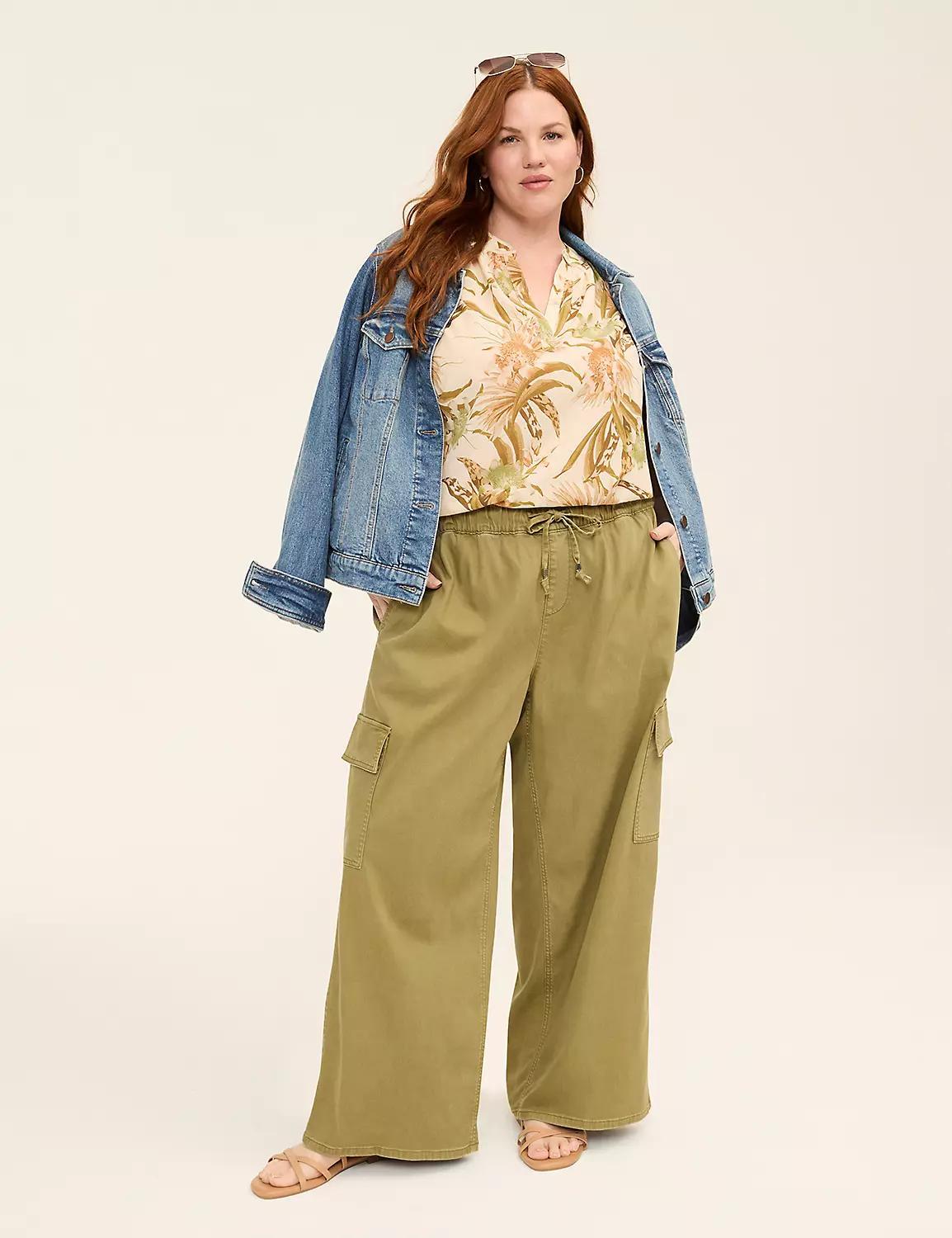 Pull-On Fit Lightweight Denim Relaxed Straight Cargo Jean Product Image