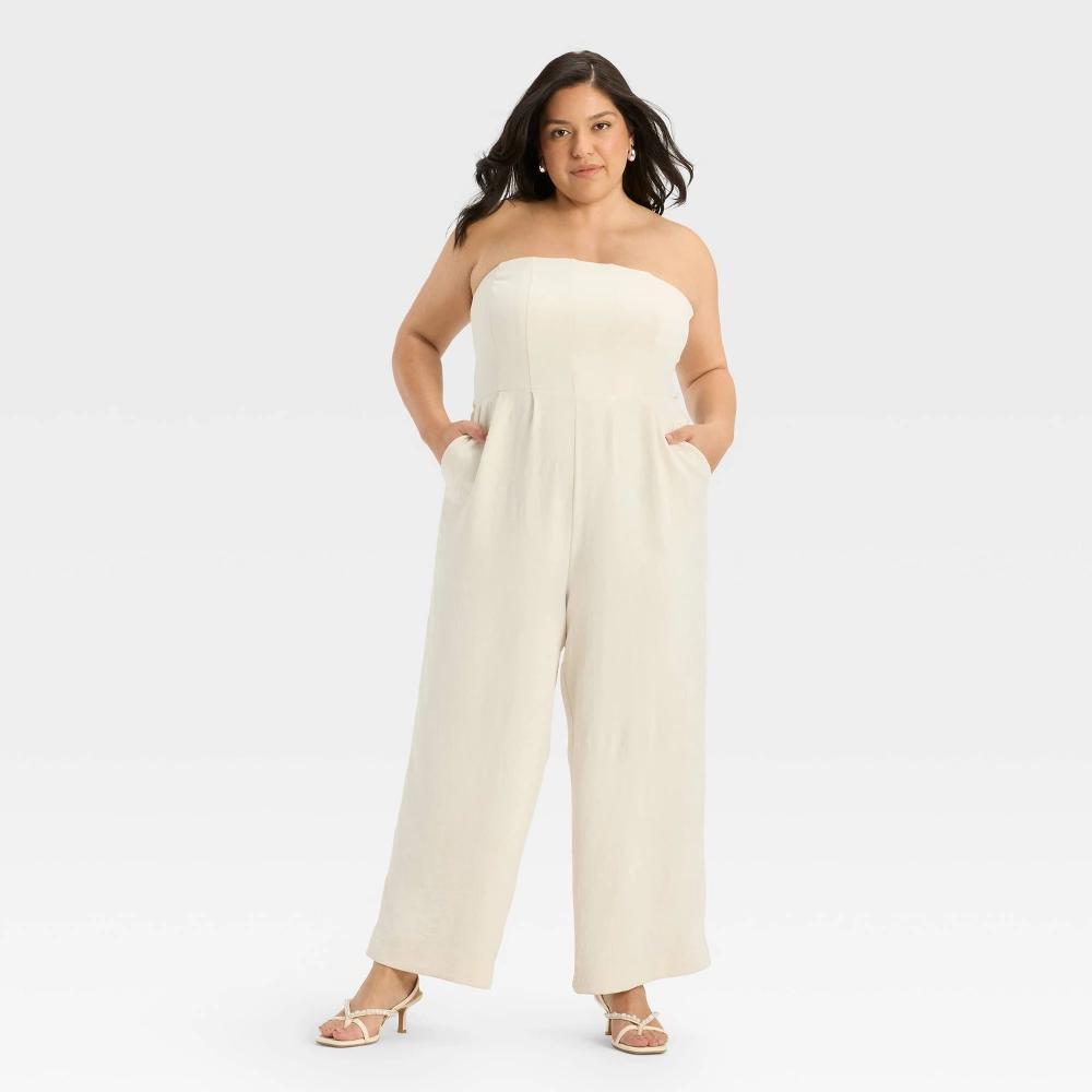Women's Jumpsuit - A New Day™ Cream 3X Product Image