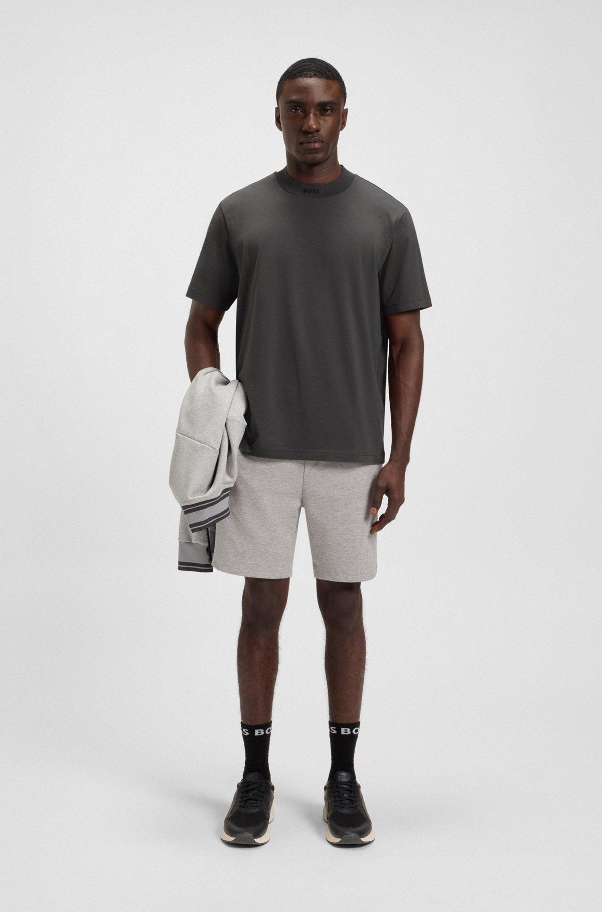 BOSS - Relaxed-fit shirt in stretch cotton with camp collar - Dark Grey Product Image