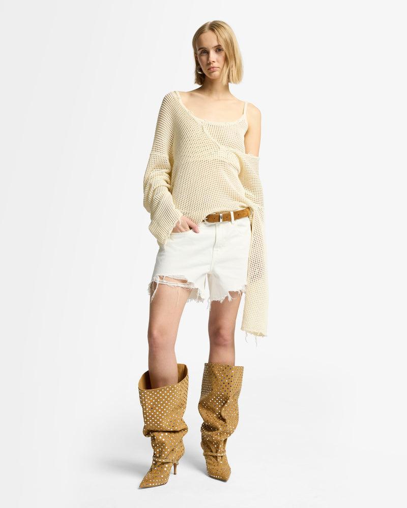 Deep V-Neck Open Knit Pullover Product Image