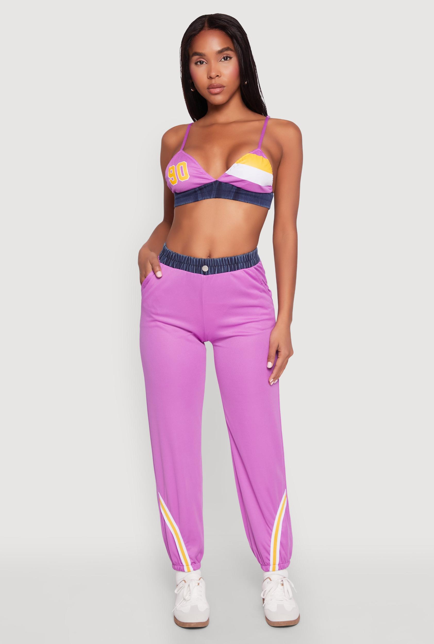 Womens Contrast Trim High Waisted Joggers Product Image