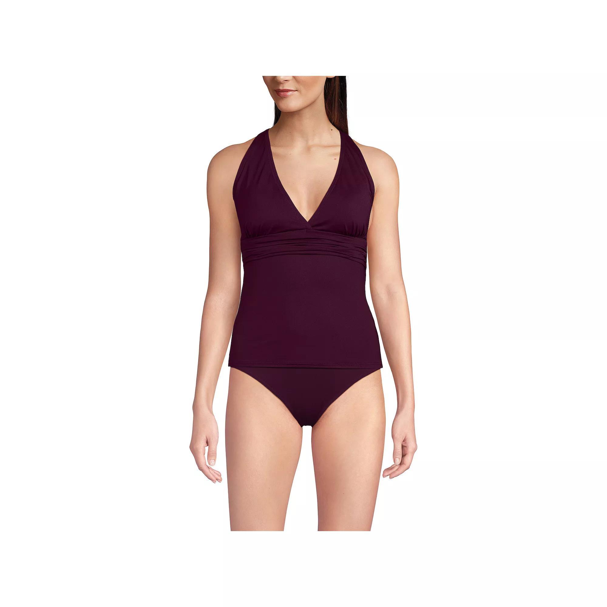 Women's Lands' End V-Neck Plunge X-Back Tankini Top, Size: XL, Dark Red Product Image