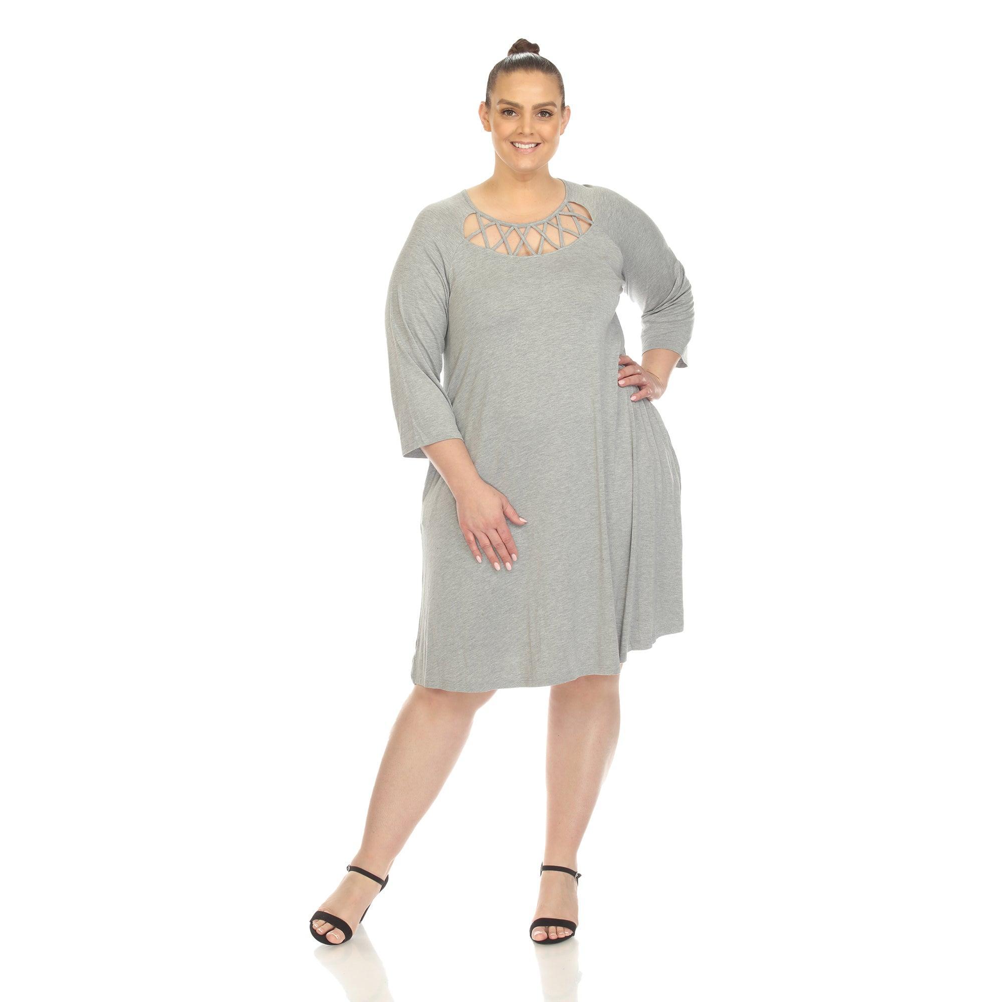Criss Cross Neckline Swing Midi Dress - Plus Product Image