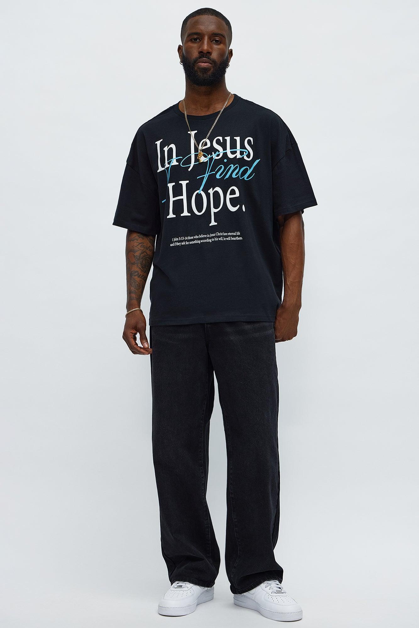In Jesus I Find Hope Oversized Short Sleeve Tee - Black Product Image